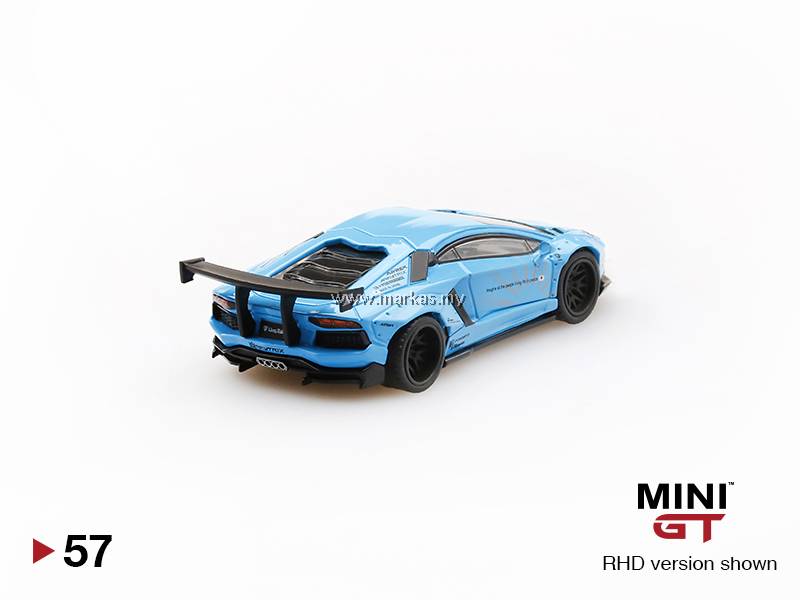 MINI GT 1/64 #57 LB WORKS LAMBORGHINI AVENTADOR LIGHT BLUE (RHD)