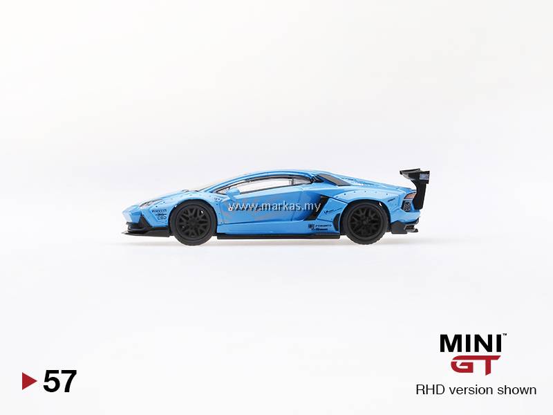 MINI GT 1/64 #57 LB WORKS LAMBORGHINI AVENTADOR LIGHT BLUE (RHD)