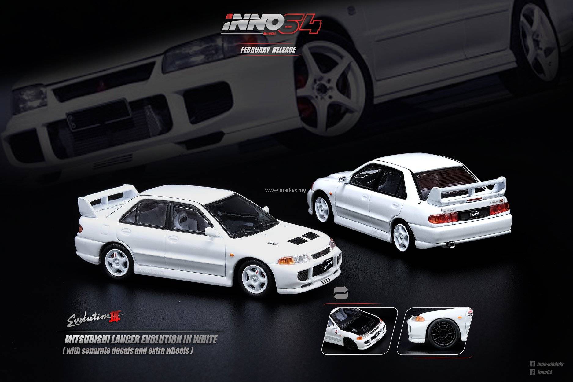 INNO MODELS INNO64 1/64 MITSUBISHI LANCER EVOLUTION III WHITE