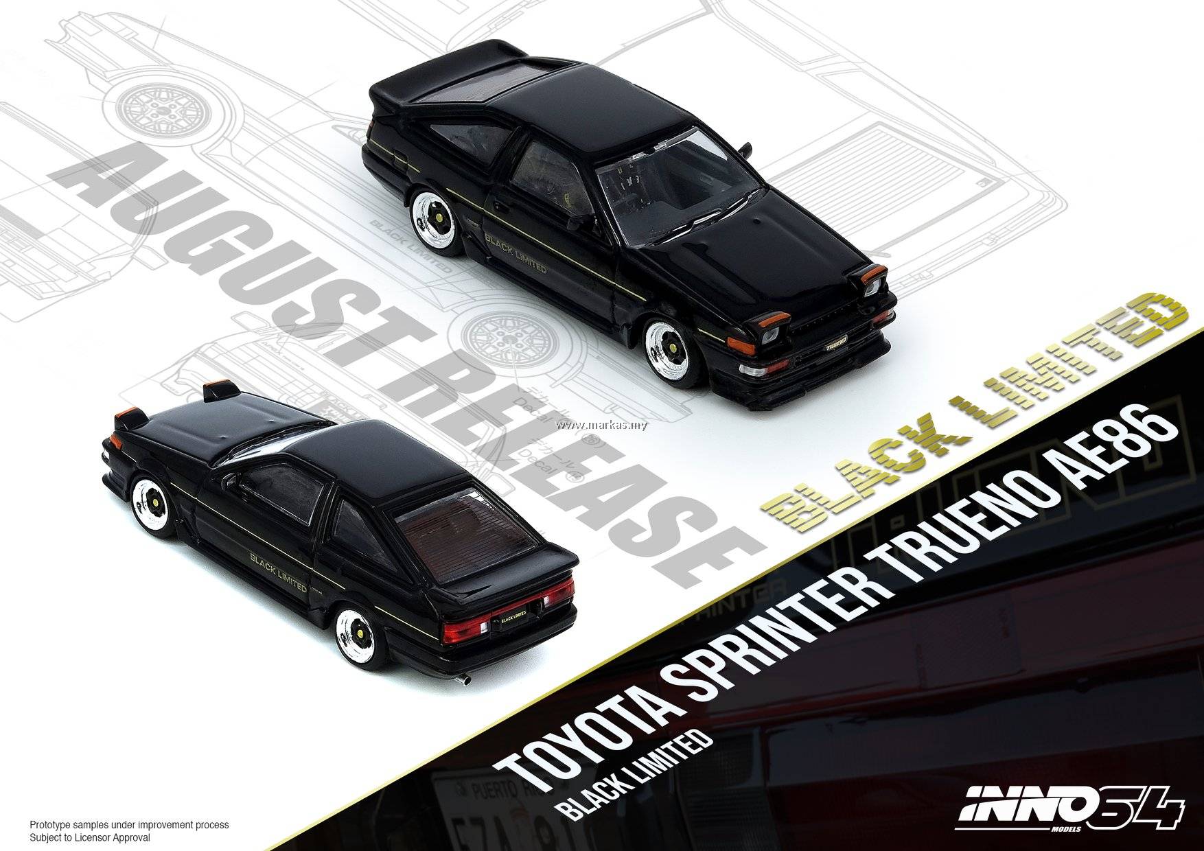 INNO MODELS INNO64 1/64 TOYOTA SPRINTER TRUENO AE86 BLACK