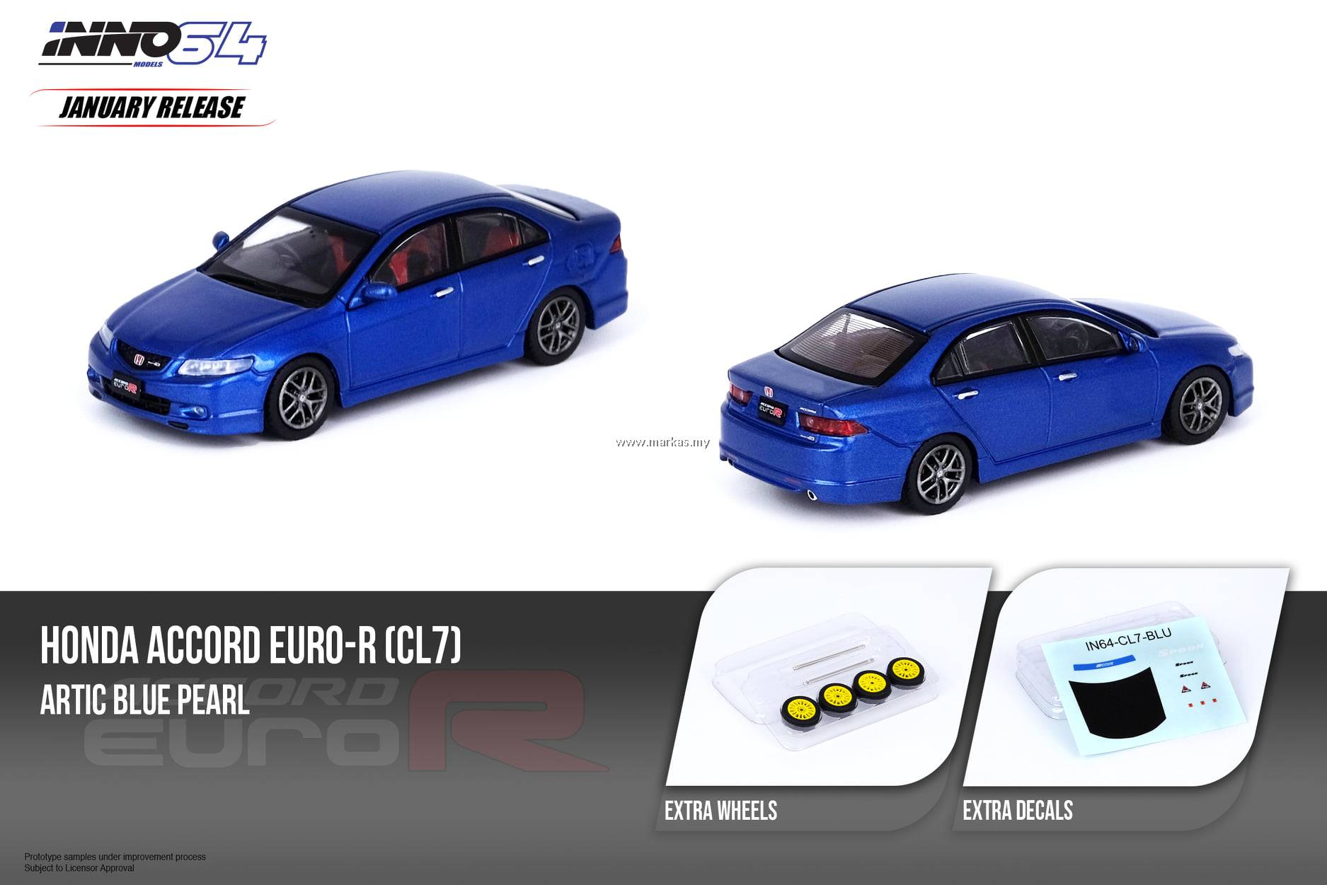 INNO MODELS INNO64 1/64 HONDA ACCORD EURO-R (CL7) ARTIC BLUE