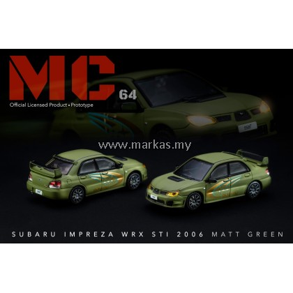 MC64 1/64 SUBARU IMPREZA WRX STI 2006 MATT GREEN & WHITE SET