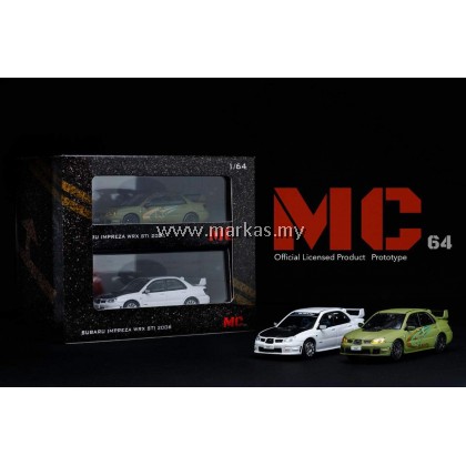 MC64 1/64 SUBARU IMPREZA WRX STI 2006 MATT GREEN & WHITE SET