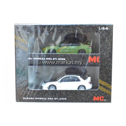 MC64 1/64 SUBARU IMPREZA WRX STI 2006 MATT GREEN & WHITE SET