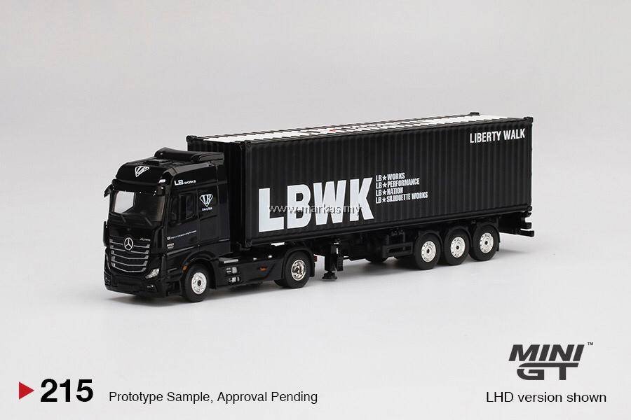 ミニカー MINI GT LBWK Mercedes-Benz Actros 1:64 MINI GT 1/64 #215 MERCEDES BENZ ACTROS WITH 40FT CONTAINER LBWK