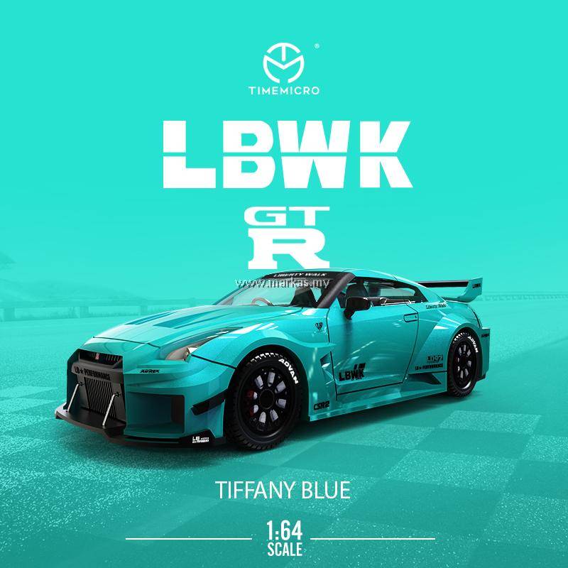 TIME MICRO 1/64 NISSAN GTR LBWK TIFFANY BLUE EXCLUSIVE