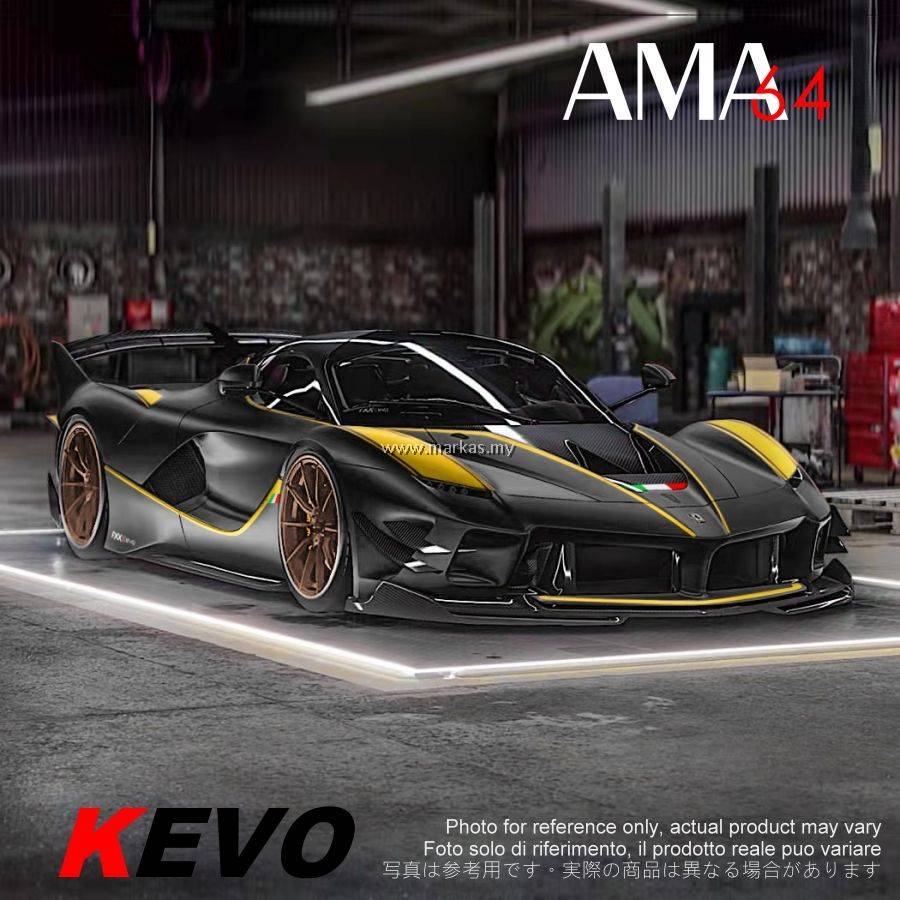 AMA64 1/64 FERRARI FXX-K EVO BLACK WITH YELLOW