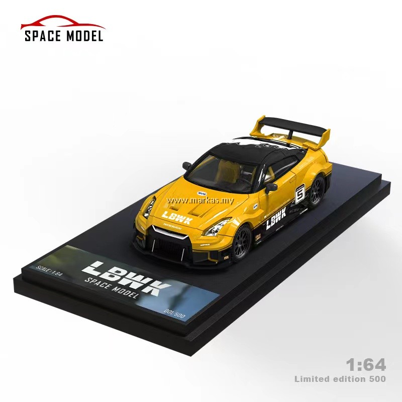 (PO) SPACE MODEL 1/64 NISSAN GTR R35 LBWK YELLOW