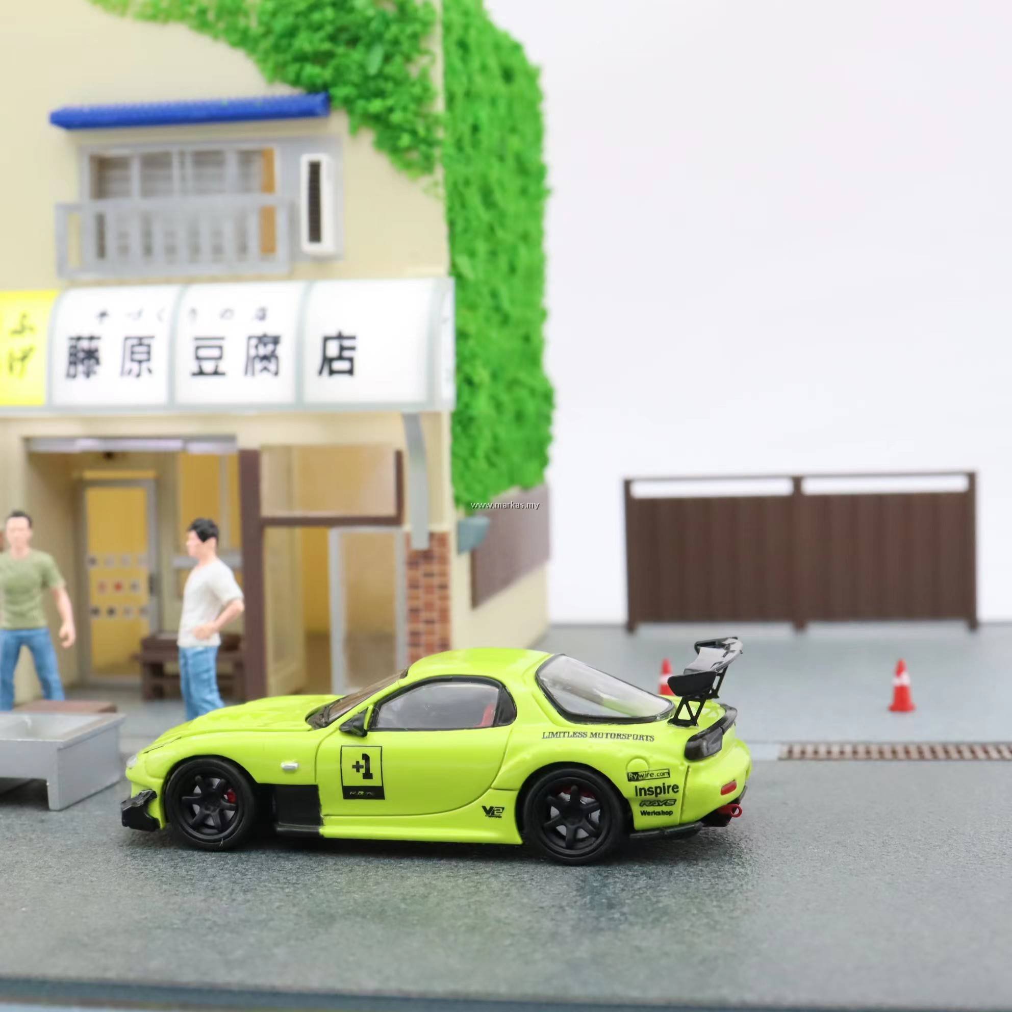 MASTER MODEL 1/64 MAZDA RX7 FD3S GREEN OPENABLE HOOD