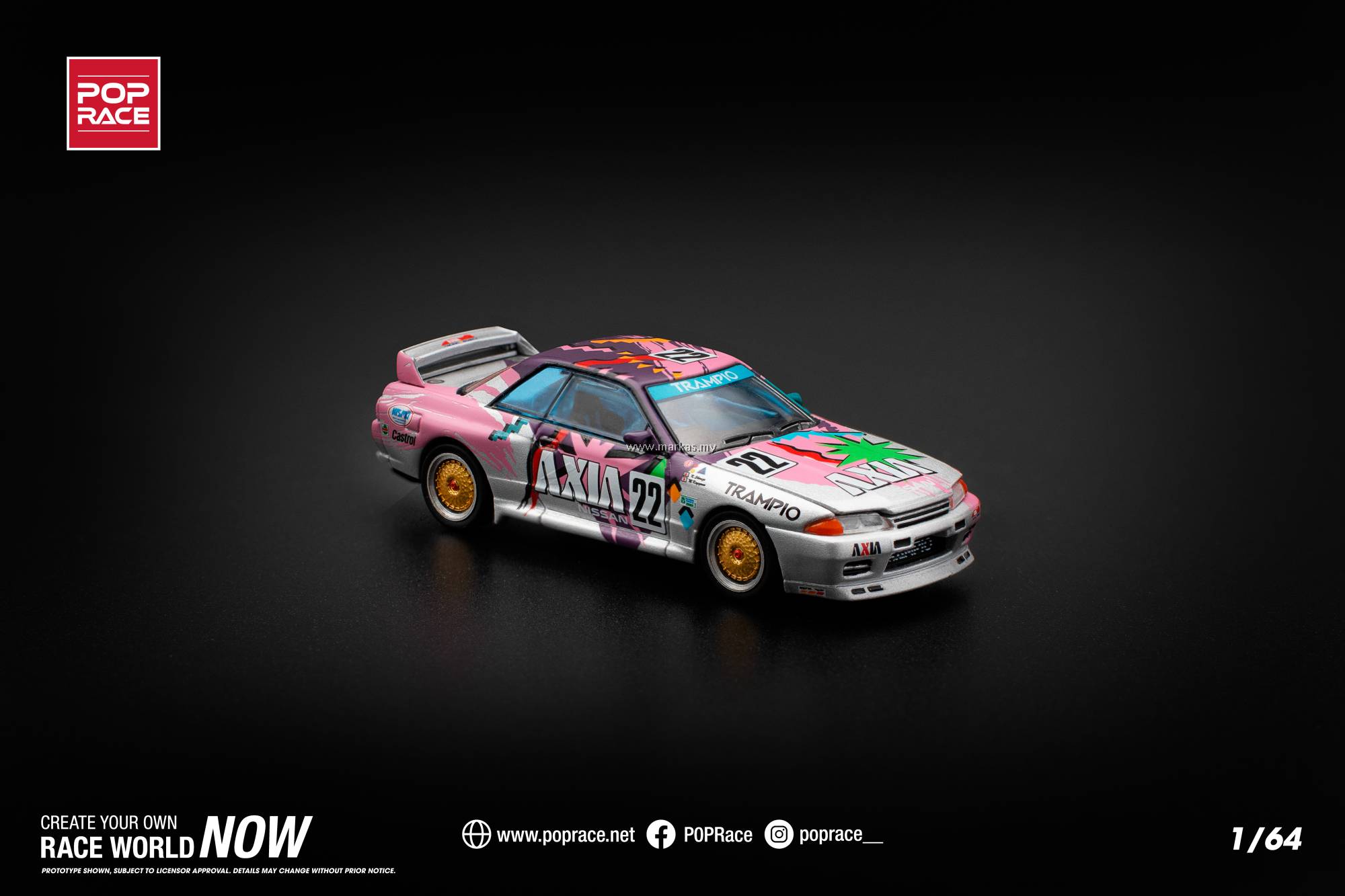 スカイラインGTR R32 1/64 THEMODELCAR SHOWマレーシア PREORDER* Pop Race 1:64 Nissan Skyline GT-R R32 #22 AXIA