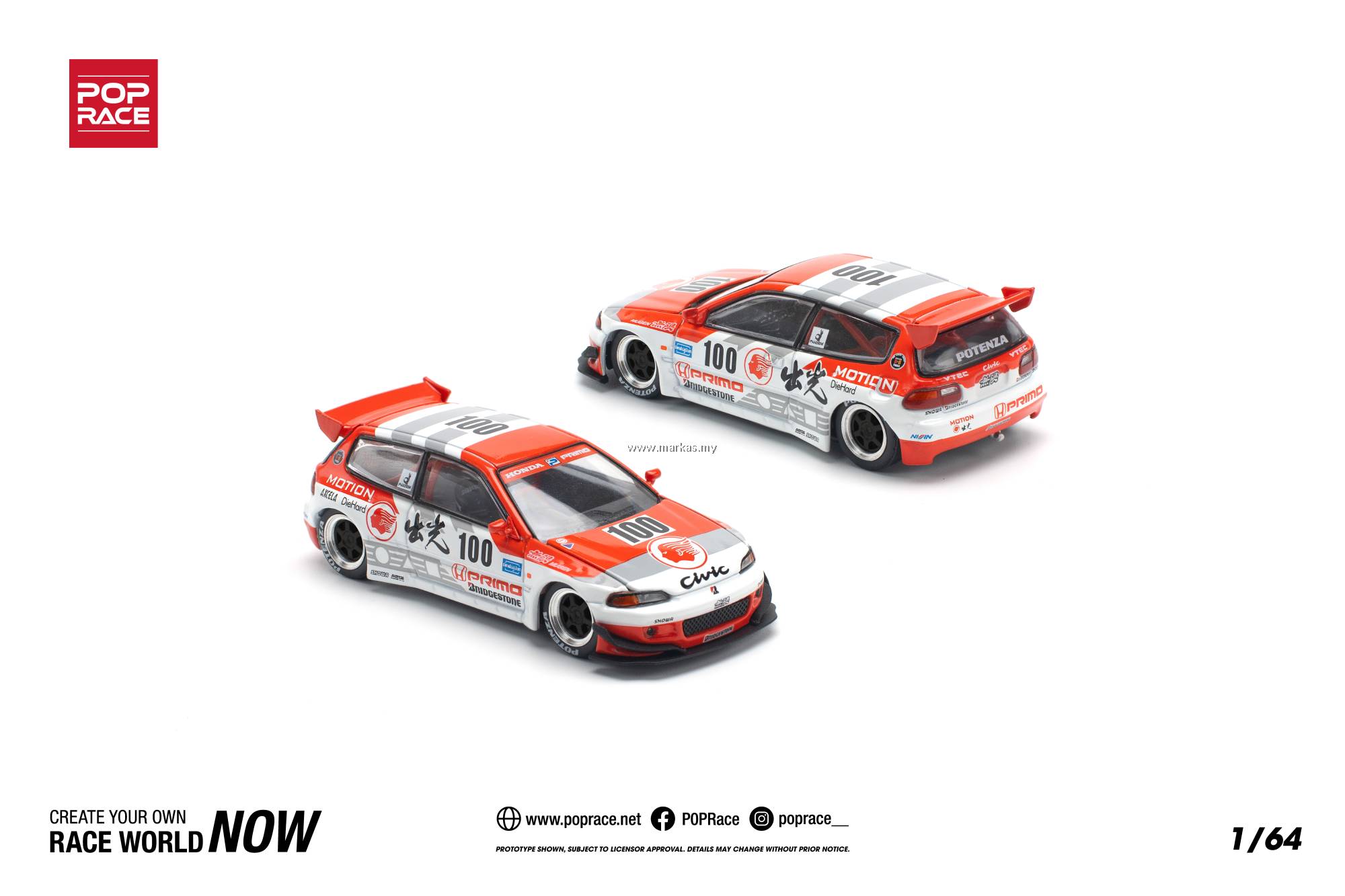 PO) POP RACE 1/64 PR640212 PANDEM CIVIC EG6 v1.5 IDEMITSU