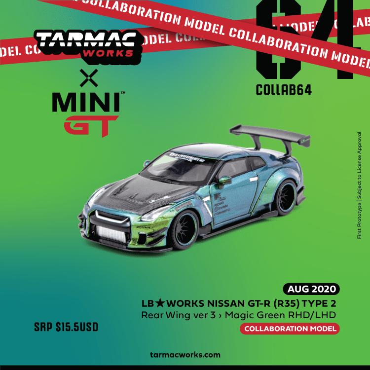 TARMAC WORKS LB★WORKS Nissan GT-R 145 MINI GT 145 Nissan GT-R Tarmac Works LB Magic Green RHD