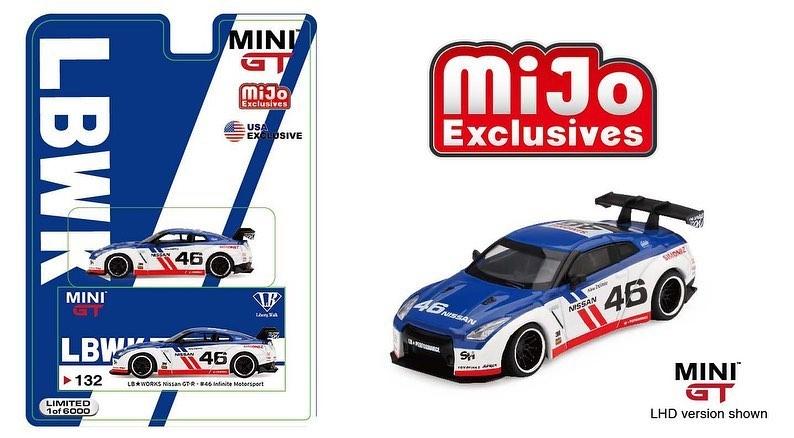 MINI GT X MIJO EXCLUSIVE 1/64 #132 LB☆WORKS NISSAN GT-R #46