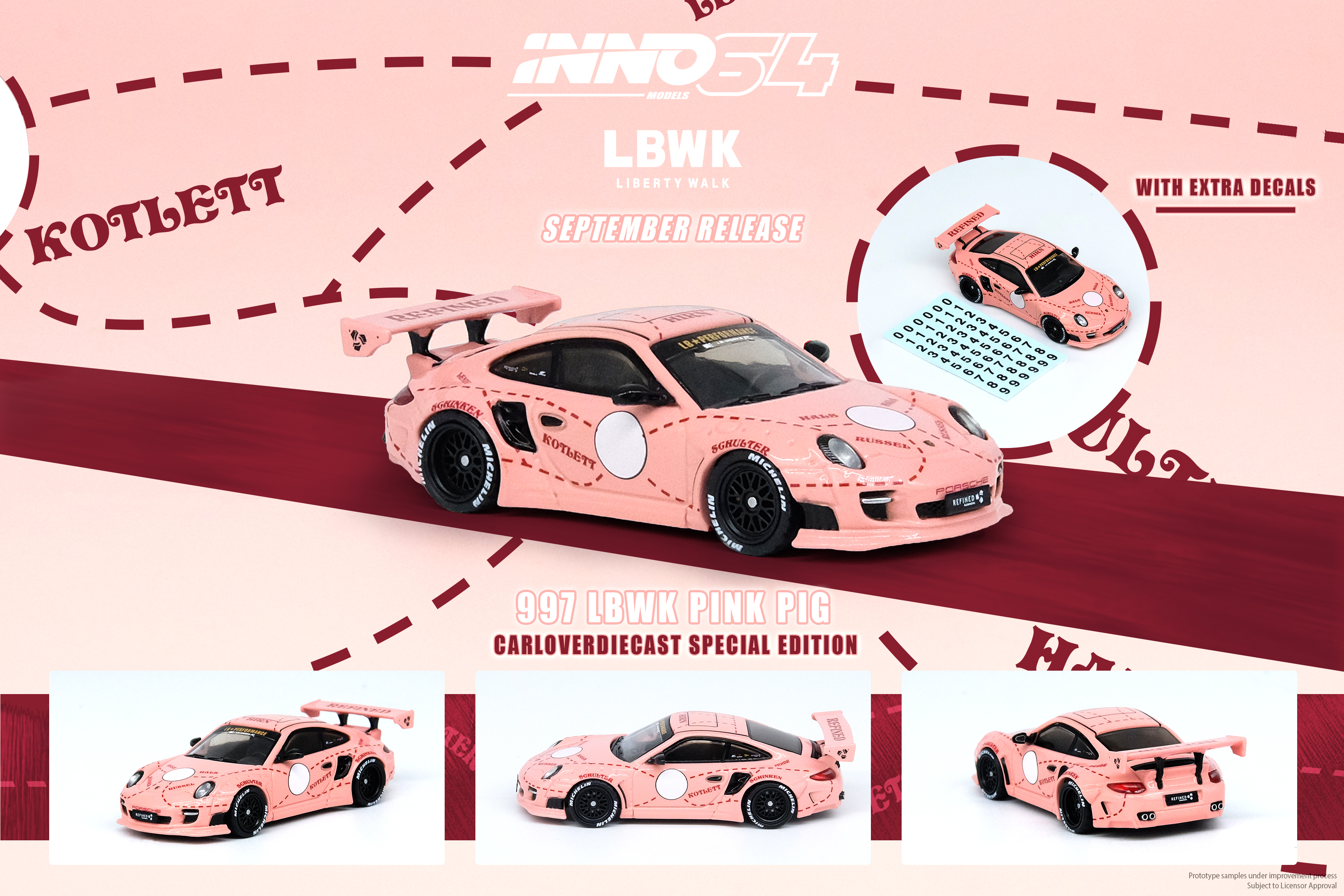 INNO MODELS INNO64 1/64 PORSCHE 997 LBWK PINK